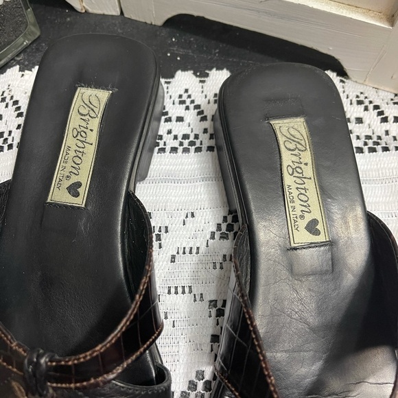 Brighton Lulu black & brown leather slides - Picture 3 of 8